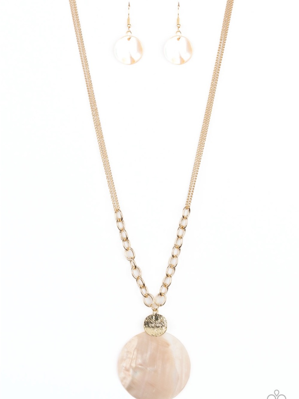Gold-Tone Shell Pendant Necklace and Earrings Set